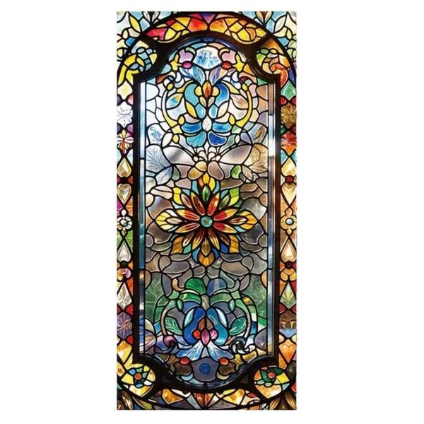 Decor Decal Vintage Floral Art Glass Window Privacy Film Sticker 100cm