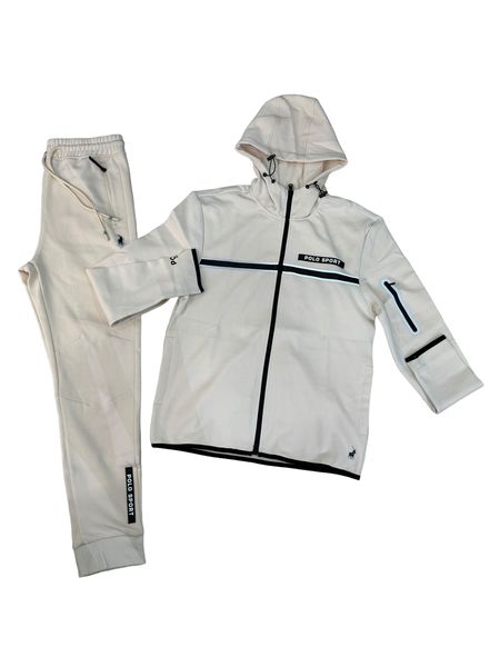 Polo Men's Sport Hooded/Cuffed Tracksuit Set - Stone