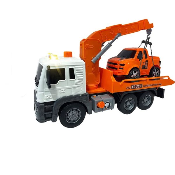 Kids Toy Crane Truck With Mini Race Car - Orange