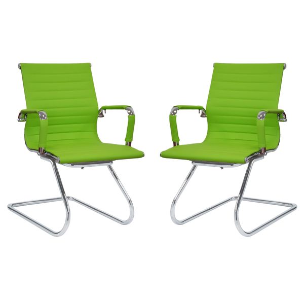 Ribbed Visitors Office Chairs - Set of 2 Per Box - Green