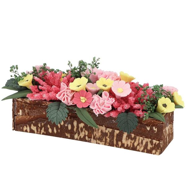 1:12 Miniature Wood Clay Flower Plant Dollhouse Garden Decoration