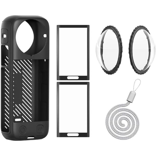 Insta360 X4 Lens Guards Cap Silicone Case and Screen Protectors