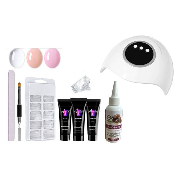 Acyl Gel Polygel Nail Starter Kit with 54W Nail Dryer &amp; Jojoba Oil