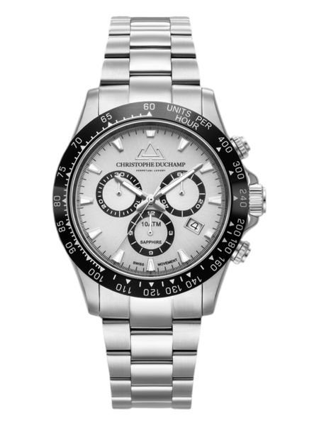Christophe Duchamp-Grand Mont White Dial, Black/Silver Steel