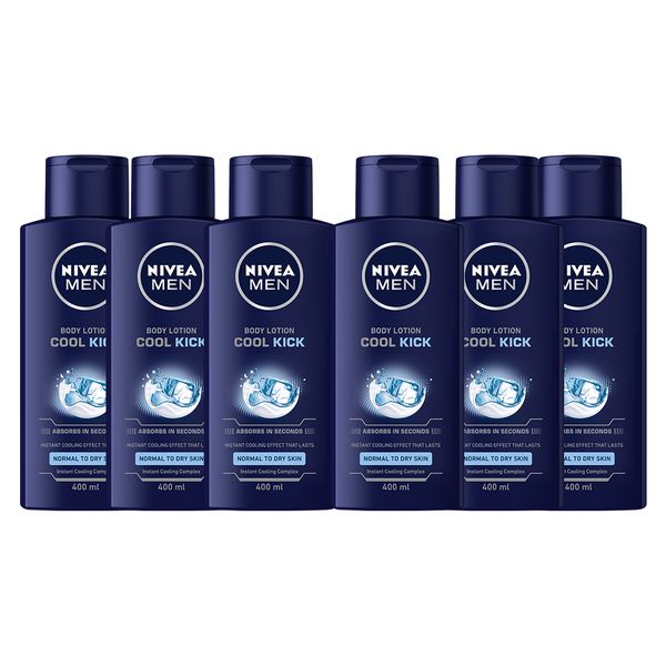 NIVEA MEN Cool Kick Body Lotion with Instant Cooling Complex, 6x400ml
