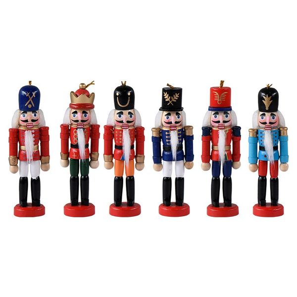 6 Pcs Christmas Nutcracker Wooden Soldier Decoration &amp; Nutcracker Ornament
