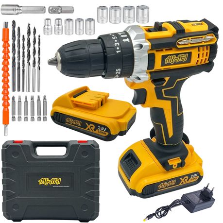 Al&Afa Wireless Impact Drill Set With 2 Lithium Battery Packs, Bits & Case