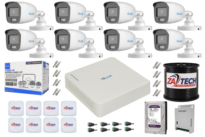 Hilook 8-Ch ColorVu CCTV Kit with 1 TB HDD &amp; Zatech Junction boxes, Roll