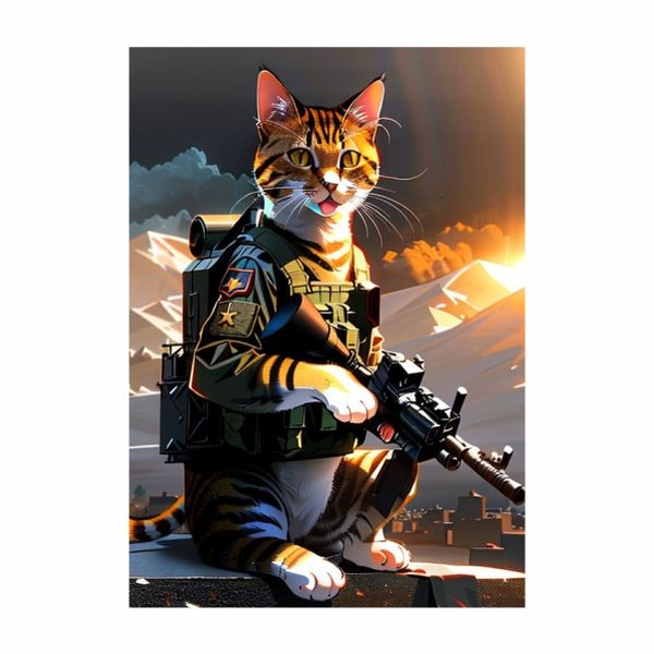 Cat Military - A1 Poster
