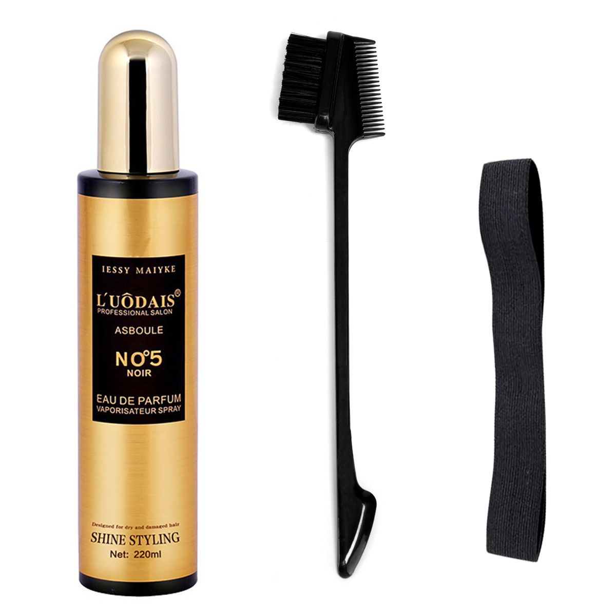Hair Essence Spray, Black Elastic Band, Edge Control Brush