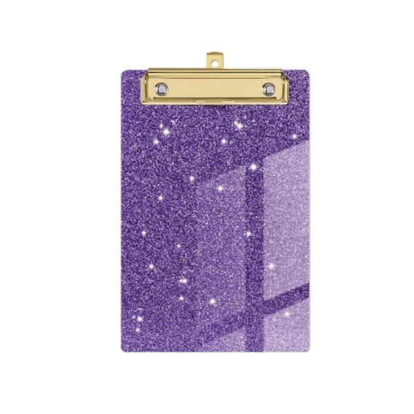 A6 Glitter Acrylic Clipboard with Gold Clips