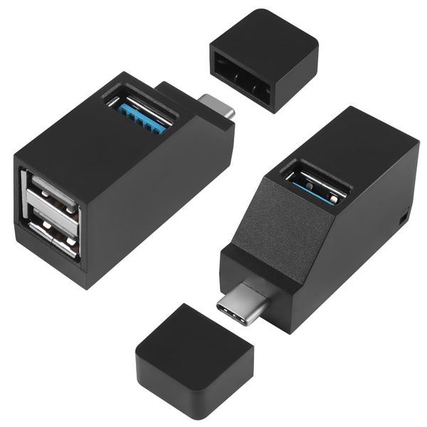2x 3- Port USB Hub for Laptop Portable Powered Data Suitable for Type C