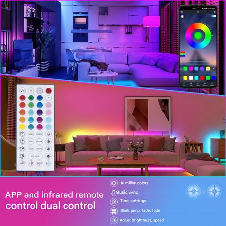 DAHAN 15m 22V RGB LED Neon Strip Light Bluetooth APP Control