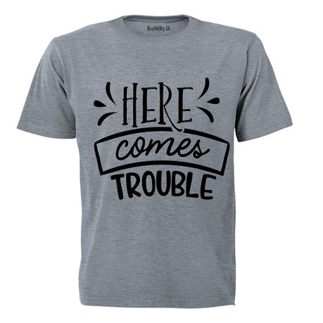 Here Comes Trouble! - Kids T-Shirt - Grey
