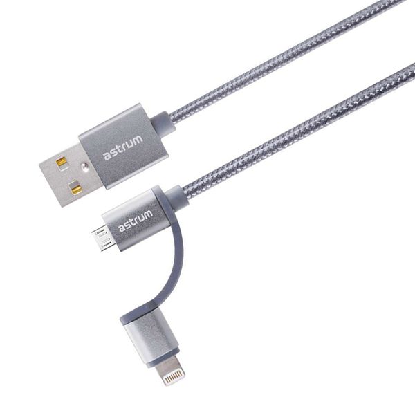 Astrum AC330 2- in-1 USB to Lightning &amp; Micro USB Charge &amp; Sync Braided Cable