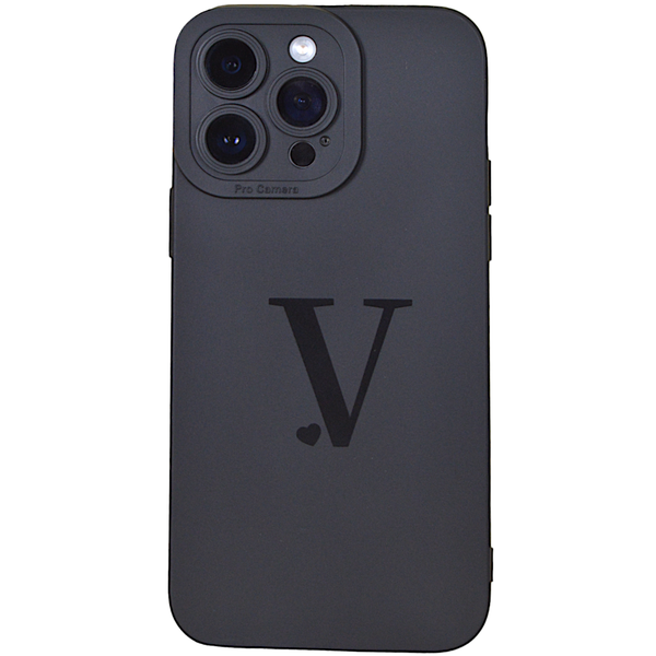 Black - Phone Case with Initial v &amp; Pro Camera - Iphone 14 Pro Max