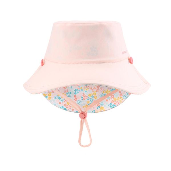 Nabaiji Baby Reversible Anti-UV hat - Light Pink with Flower Print