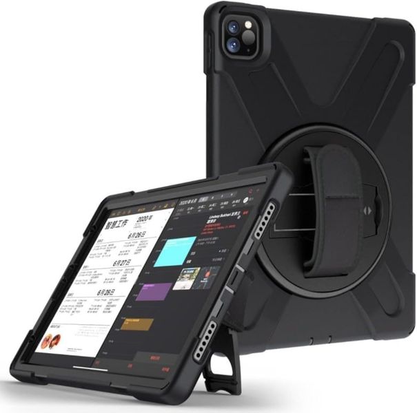 TUFF-LUV Armour Jack Rugged Case / Stand / Shoulder Strap &amp; Pen Holder Compatible with Apple iPad Pro 13" M4 - Black - 1 Year Warranty