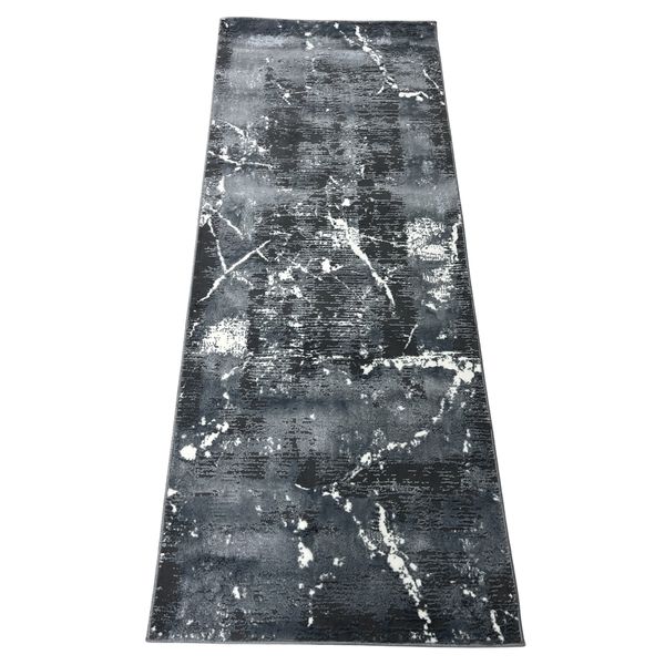 RUGS OF PERSIA Safari Carpet 200 x 80cm Dark Grey Turkish Modern Runner Rug