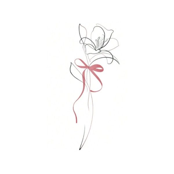 Chic Line Drawing Bowknot Temporary Tattoo - Multicolor