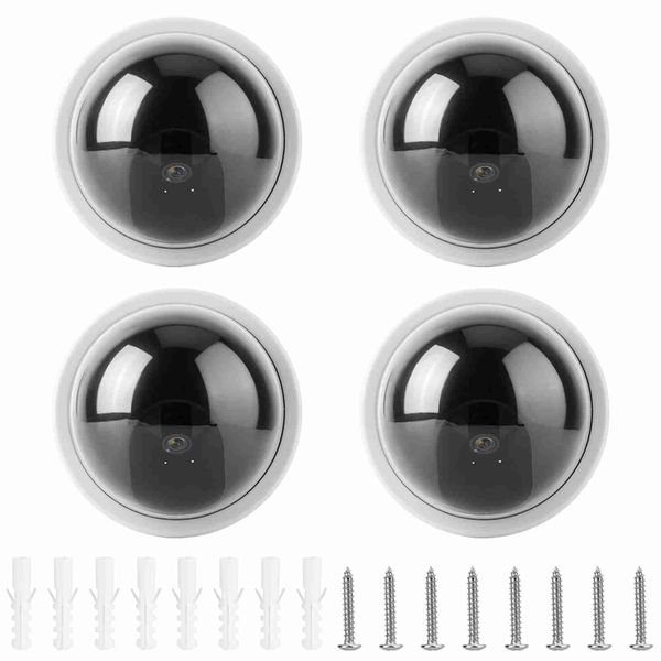 4 - Pack White Dome Dummy CCTV Cam: Flashing LED Light