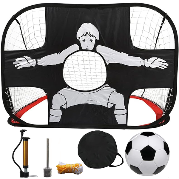 Football Gate 2 in 1 Pop up Net Goal Set Foldable Portable Soccer Ball Gate