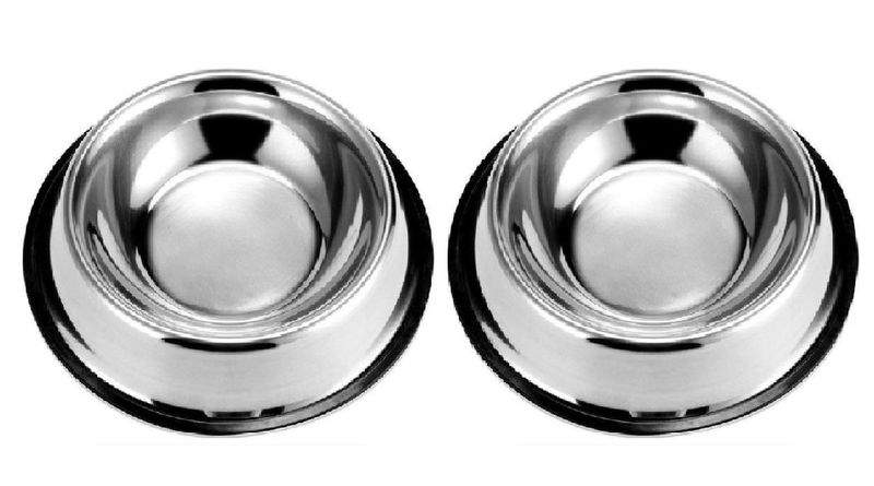 2 Large Dog Bowls-Stainless Steel
