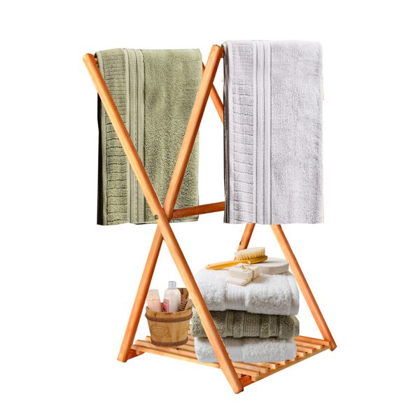 Towel Rack &amp; Cloth Stand with Shoe Rack By WOODLY