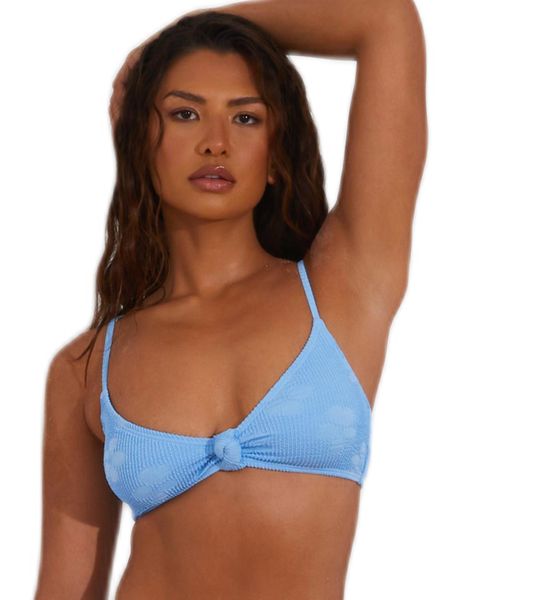 Quiz - Women Blue Crinkle Knot Bikini Top