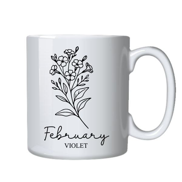 February Birth Month Flower Mug for Birthday or Christmas Gift