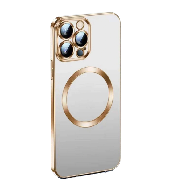 ZarDash Clear Shockproof Magnetic iPhone Case - iPhone 14 Plus - Gold Trims