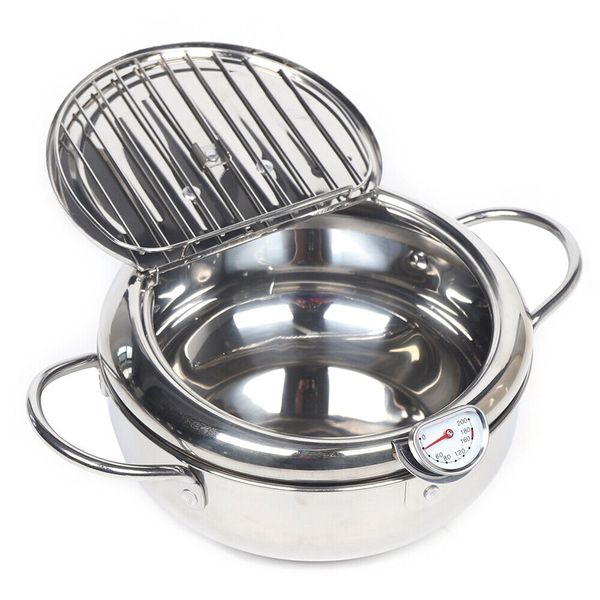 Multifunctional Tempura Deep Frying Pot with Thermometer