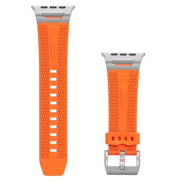 Orange Liquid Silicone Watch Band Compatible with Apple- 42/44/45/49mm