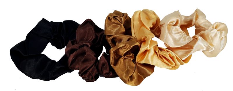 Satin Hair Scrunchies - 5 Pack - 01