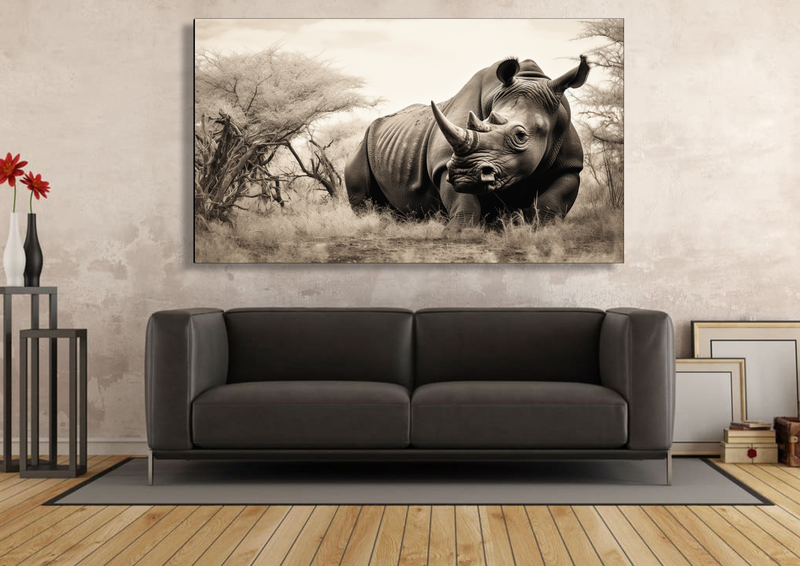 Canvas Wall Art - Rhino in Repose Abstract - IM1072