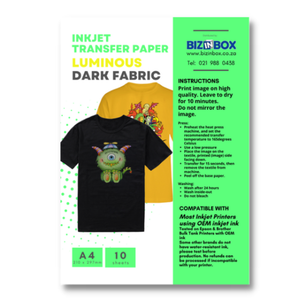 A4 Luminous Dark Transfers (10sheets)