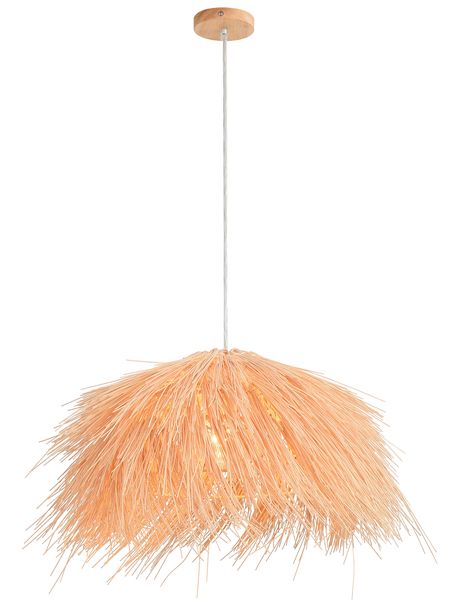 Bright Star Lighting Wood Pendant with Rattan Shade - PEN258