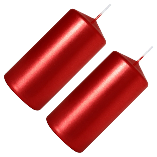 5cm Metalic Red Pillar Candles