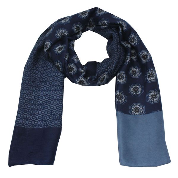 Blackcherry Flower Print Scarf-Navy