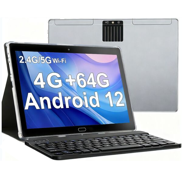 Semekoko 10.1" Android Tablet - 4GB+64GB, WiFi 5, 6000mAh, Cover Included