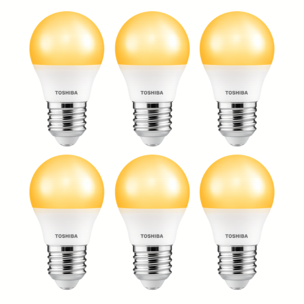 Toshiba - E27 G45 Golfball LED Light Bulbs - 3W Warm White 3000K - 6 Pack