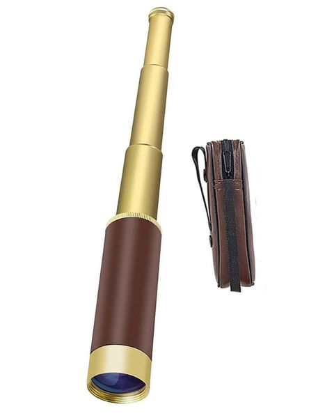 Pirate Monocular Telescope,Collapsible Monocular Brass Spyglass