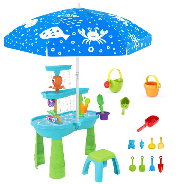 Sand Water Tables,Outdoor Play Water Toys 3-layer suit Water Toys - 28 Piece