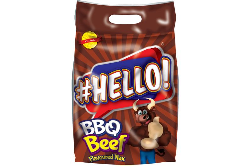 Hello BBQ Beef Flavoured Naks Maize Snack 12 x 100g