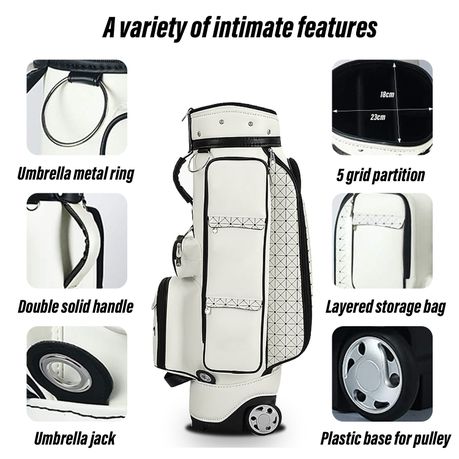 Portable Golf Cart Bag Women Hold 13 Clubs with Silent Pulley