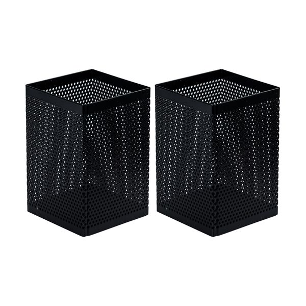 Blue Angel Modern Wire Mesh Metal Pen Holder - Set Of 2 - Black