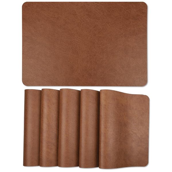 Placemats Faux Leather Table Mats Waterproof Oil-Proof Plate Bowl Pad 6Pack