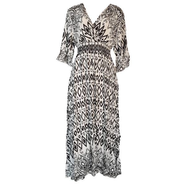 Ladies Stunning White Cotton Pattern Dress