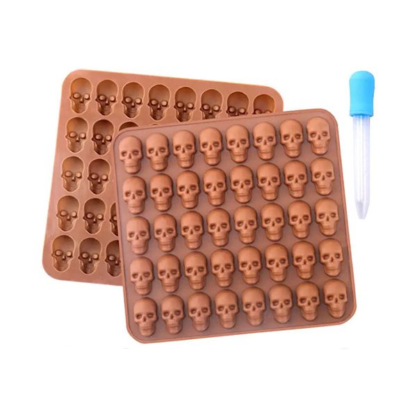 2 Pack Skull Candy Silicone Molds Mini Chocolate Jelly Ice Gummy Mould
