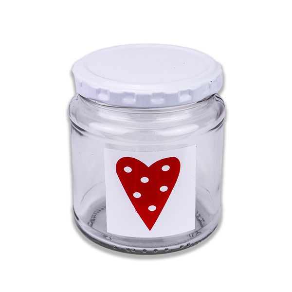 Jar - White Dots Heart - Transparent - Glass - 291ml